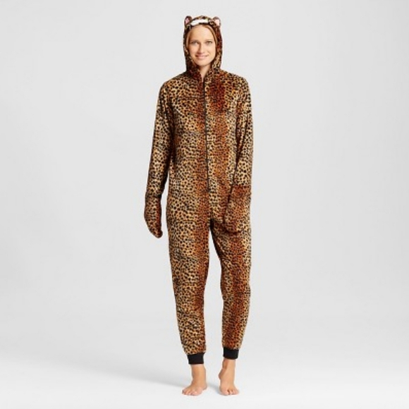 Xhilaration Leopard hoodie onesie pajamas size S - Picture 1 of 12